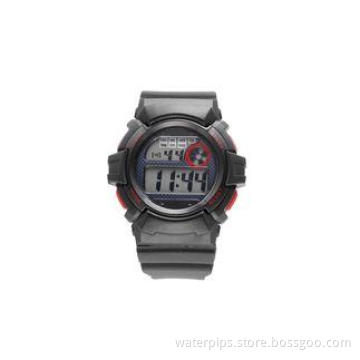 Black Japan Movement LCD Waterproof Sport Watch With EL Bac